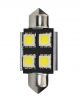 ΛΑΜΠΑΚΙΑ ΠΛΑΦΟΝΙΕΡΑΣ C5W/C10W 12V 0,96W SV8,5 36mm CAN-BUS+RADIATOR LED 4xSMD5050 PREMIUM ΛΕΥΚΟ 1ΤΕΜ