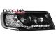 Φανάρια εμπρός led για Audi 100 C4 (1990-1994) - μαύρα , με λάμπες (Η1) - σετ 2τμχ.