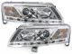 Φανάρια εμπρός για Audi A6 με φώτα ημέρας led (2004-2007) - chrome , χωρίς λάμπες (Η7) - σετ 2τμχ.