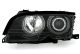 Φανάρια εμπρός angel eyes για BMW E46 sedan (2001-2005) - μαύρα με CCFL , χωρίς λάμπες (Η7) - σετ 2τμχ.