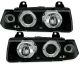 Φανάρια εμπρός angel eyes για BMW E36 (1991-1999) 2d coupe - μαύρα , με λάμπες (Η1) - σετ 2τμχ.