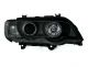 Φανάρια εμπρός με φώτα ημέρας led και angel eyes για BMW X5 (1999-2003) - μαύρα , με λάμπες (Η1) - σετ 2τμχ.