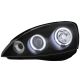 Φανάρια εμπρός angel eyes για Opel Corsa C (2001-2006) - μαύρα , με λάμπες (Η1) - σετ 2τμχ.