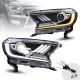 Μπροστινά Φανάρια Set Για Ford Ranger T7 T8 2016-2020 Munstang Look DRL Dynamic Μαύρα Full Led Με Μοτέρ (CAR0031384)