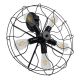 GloboStar® FAN 01163 Vintage Επιτοίχιο Φωτιστικό Απλίκα Πολύφωτο 5 x E27 IP20 Μαύρο Μέταλλο - Μ22 x Π46 x Υ46cm