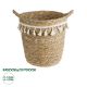 GloboStar® Artificial Garden SANTORINI 20573 Διακοσμητικό Πλεκτό Κασπώ Γλάστρα - Flower Pot Μπεζ με Λευκό Φ26 x Υ28cm