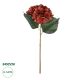 GloboStar® Artificial Garden RED HYDRANGEA BRANCH 21174 Τεχνητό Διακοσμητικό Κλαδί Ορτανσίας Κόκκινο  Y47cm